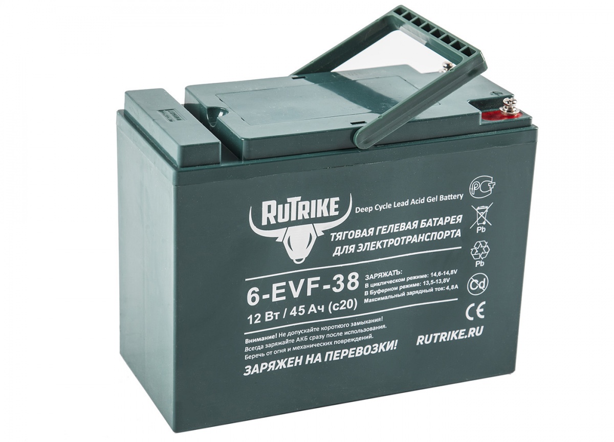 Тяговый гелевый аккумулятор RuTrike 6-EVF-38 (12V38A/H C3)