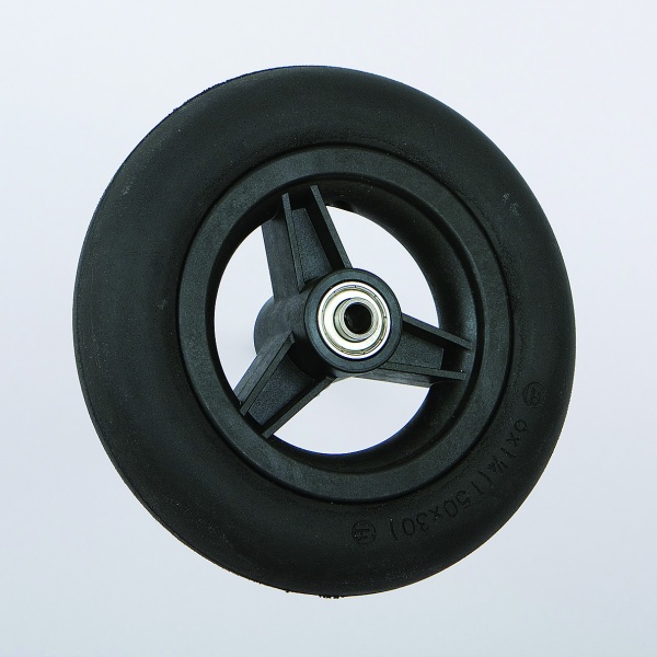 Переднее колесо для инвалидной коляски 150х30 (6”), пластиковый обод, ступица 45 мм, черный